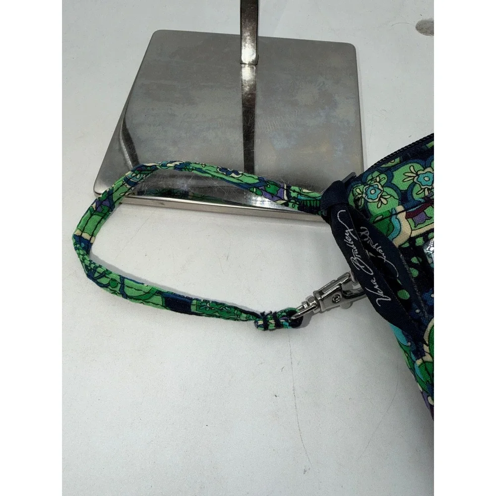 Vera Bradley RFID All In One Crossbody Wallet Blue Green Floral Paisley Wristlet